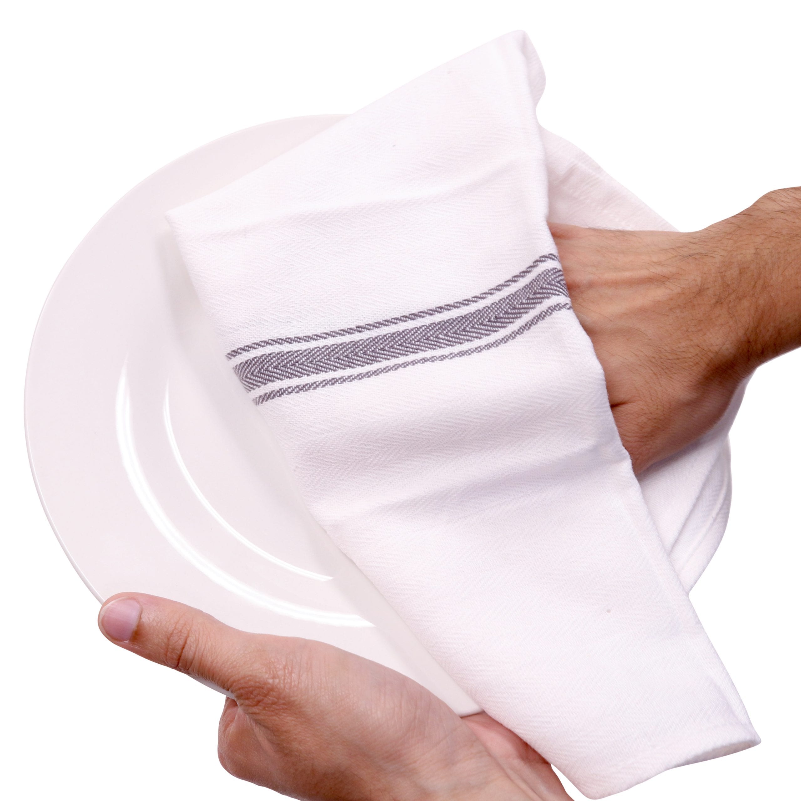 Sloppy Chef Herringbone Kitchen Tea Towels - (Pack of 12) 100